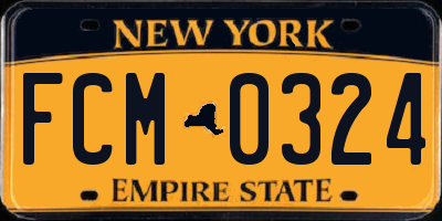 NY license plate FCM0324