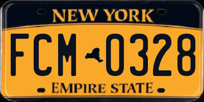NY license plate FCM0328
