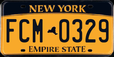 NY license plate FCM0329