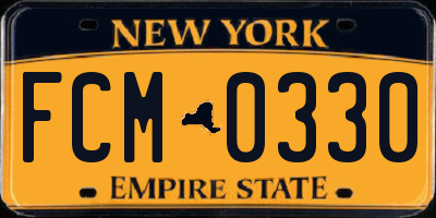 NY license plate FCM0330