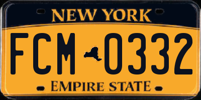 NY license plate FCM0332