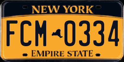NY license plate FCM0334
