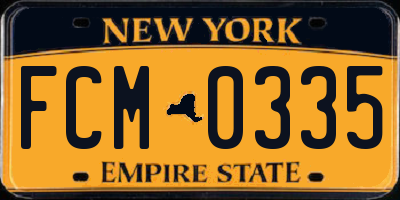 NY license plate FCM0335
