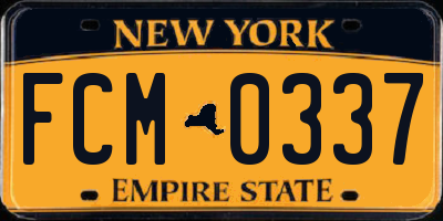 NY license plate FCM0337