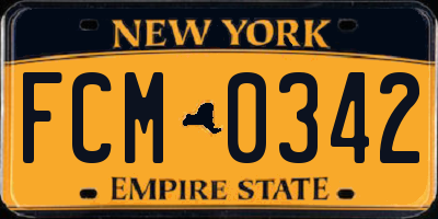 NY license plate FCM0342