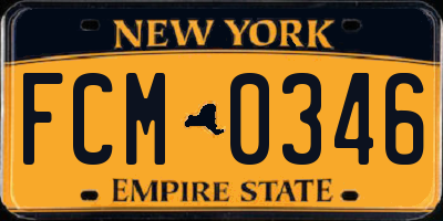 NY license plate FCM0346