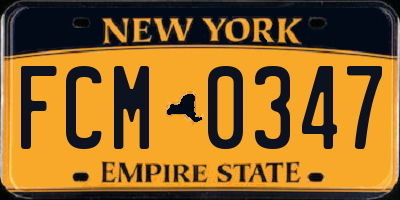 NY license plate FCM0347