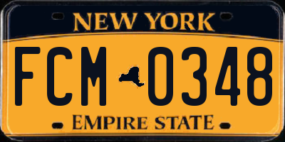 NY license plate FCM0348