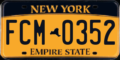 NY license plate FCM0352