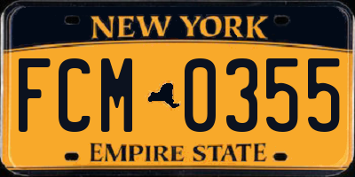 NY license plate FCM0355