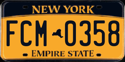 NY license plate FCM0358