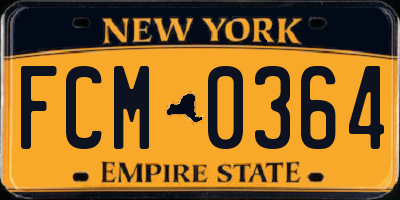 NY license plate FCM0364