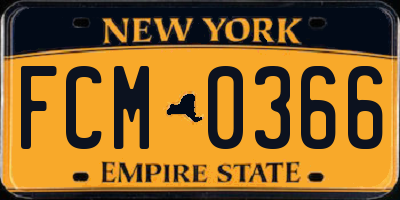 NY license plate FCM0366