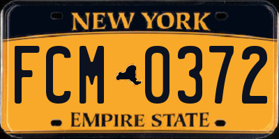 NY license plate FCM0372