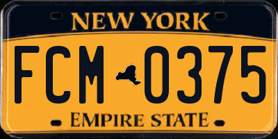 NY license plate FCM0375