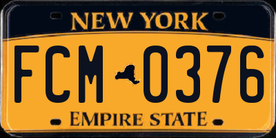 NY license plate FCM0376