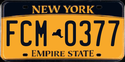 NY license plate FCM0377