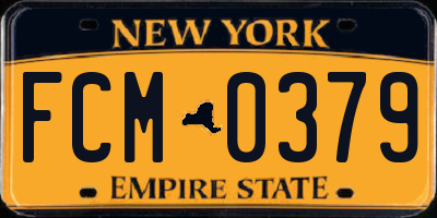 NY license plate FCM0379