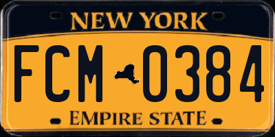 NY license plate FCM0384