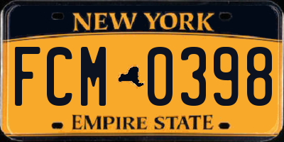 NY license plate FCM0398