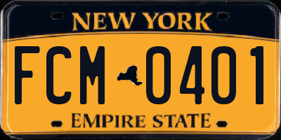 NY license plate FCM0401