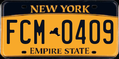 NY license plate FCM0409