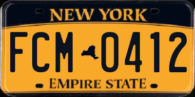 NY license plate FCM0412