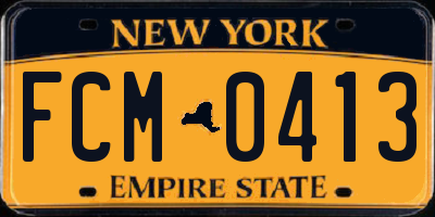 NY license plate FCM0413