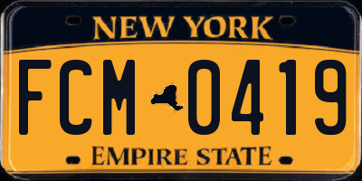NY license plate FCM0419