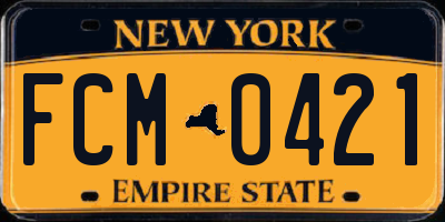 NY license plate FCM0421