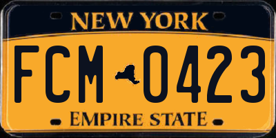 NY license plate FCM0423