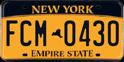 NY license plate FCM0430
