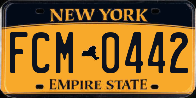 NY license plate FCM0442