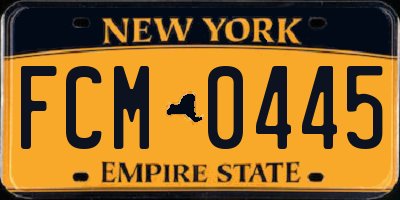 NY license plate FCM0445