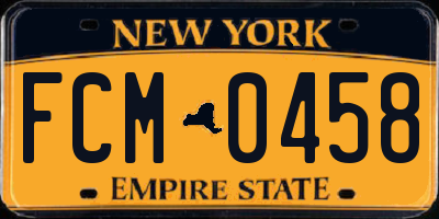 NY license plate FCM0458