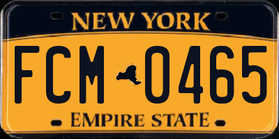 NY license plate FCM0465