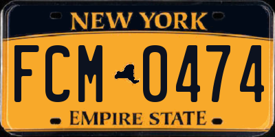 NY license plate FCM0474