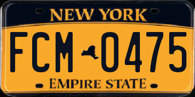 NY license plate FCM0475