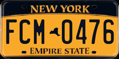NY license plate FCM0476