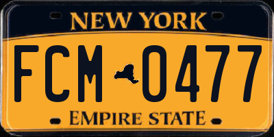 NY license plate FCM0477