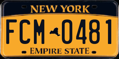NY license plate FCM0481