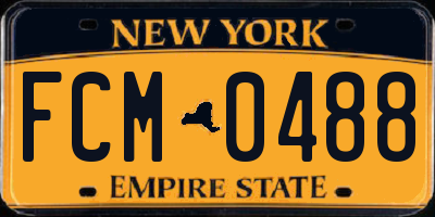 NY license plate FCM0488