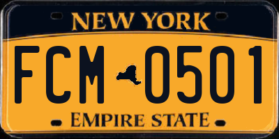NY license plate FCM0501