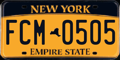 NY license plate FCM0505