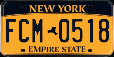 NY license plate FCM0518