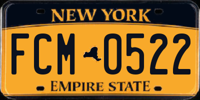 NY license plate FCM0522