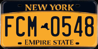 NY license plate FCM0548