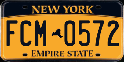 NY license plate FCM0572