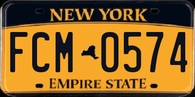 NY license plate FCM0574