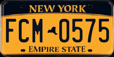 NY license plate FCM0575